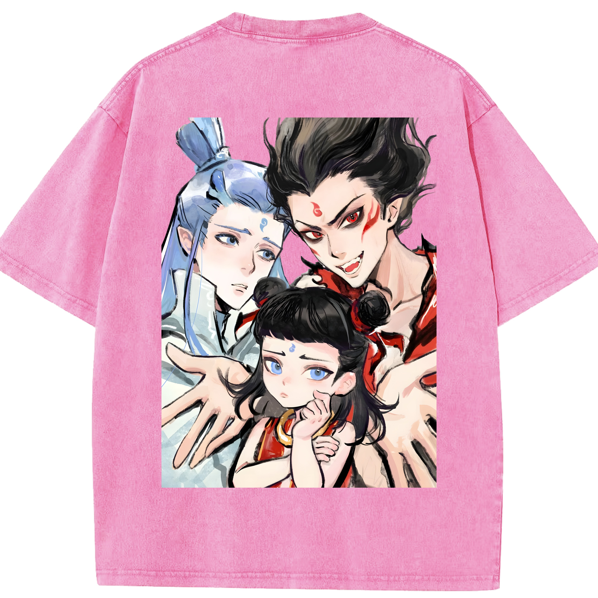 （画像用） Ne Zha 2 ナタ 魔童の大暴れ 綿100% ヴィンテージ風 半袖Tシャツ（背面プリント）